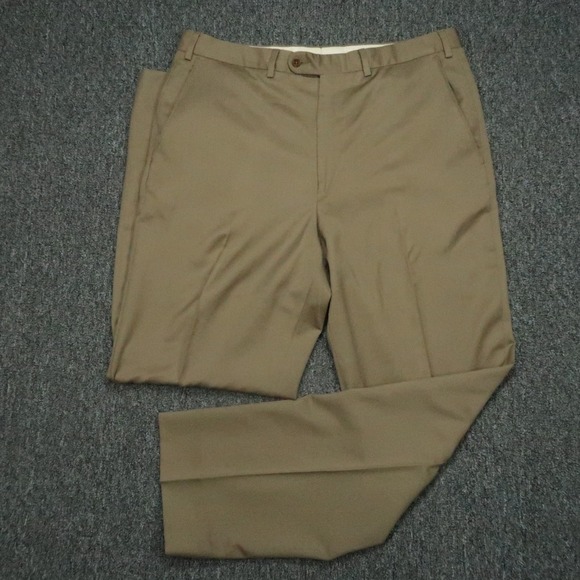 Ermenegildo Zegna‎ Pants Mens 36x32 Brown Tan Wool Flat Front Chino Trouser *